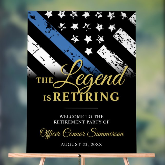 Señal Acrílica Police Thin Blue Line Retirement Party Welcome (Neutral )