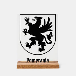 Señal Acrílica Pomeranian Coat of Arms Black and White Heraldic