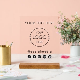 Señal Acrílica Pop Up Shop Clear Banner Logo Iconos de medios soc
