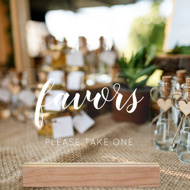 Señal Acrílica Por Favor, Toma Un Favor De Boda (Please Take One Wedding Favors Acrylic Sign)
