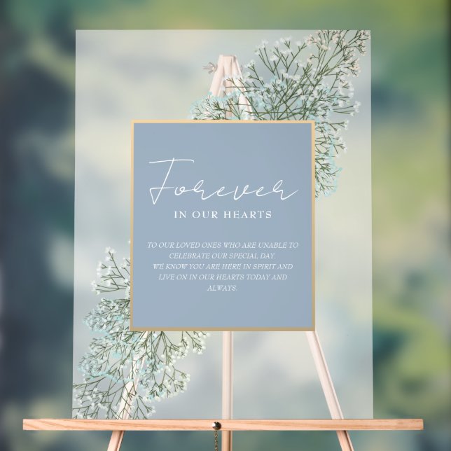 Señal Acrílica Por Siempre En Nuestros Corazones, Dusty Blue Boda (Neutral )