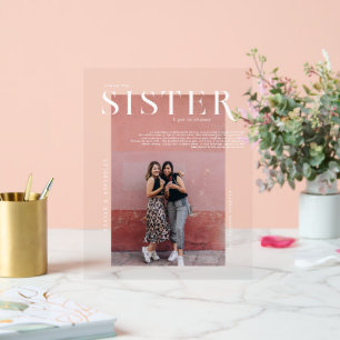 Señal Acrílica Portada de Revista Foto Regalo para Hermanas