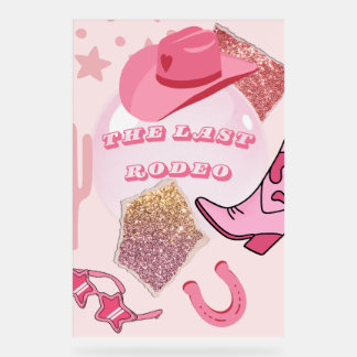 Señal Acrílica Poster del partido Bachelorette - Purpurina y Glam