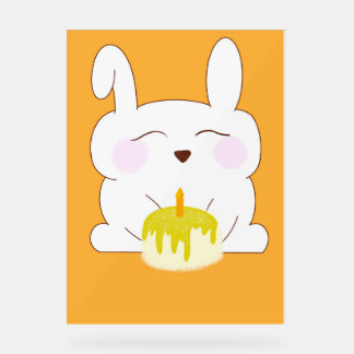 Señal Acrílica Poster temática de cumpleaños de conejito lindo