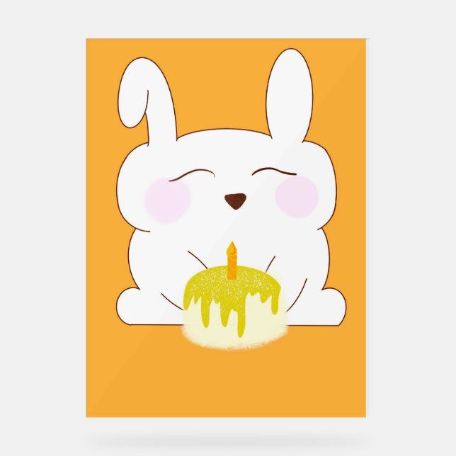 Señal Acrílica Poster temática de cumpleaños de conejito lindo (Anverso)