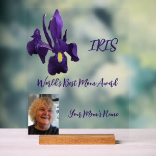 Señal Acrílica Premio a la Mejor Madre del Mundo de Iris