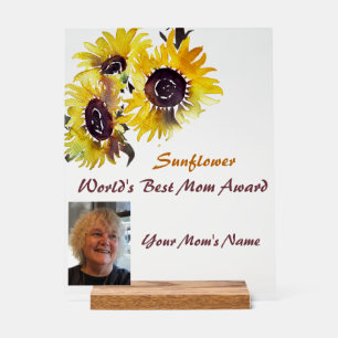 Señal Acrílica Premio a la mejor madre del mundo del girasol
