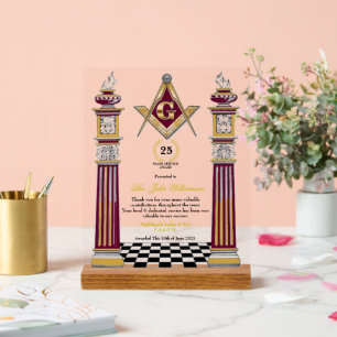 Señal Acrílica Premio Freemason Years Services