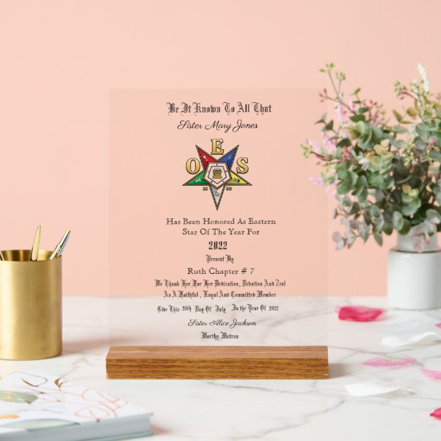 Señal Acrílica Premio OES (Boda)