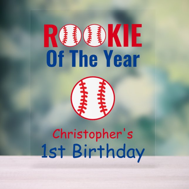 Señal Acrílica Primer cumpleaños de Rookie Baseball (Neutral )
