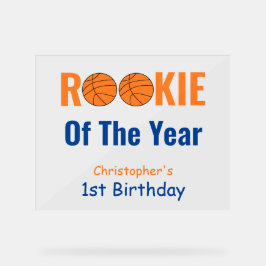 Señal Acrílica Primer cumpleaños de Rookie Basketball