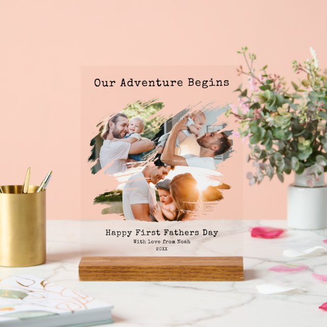 Señal Acrílica Primer Día del Padres Brote de cepillo 3 Collage d (Boda)