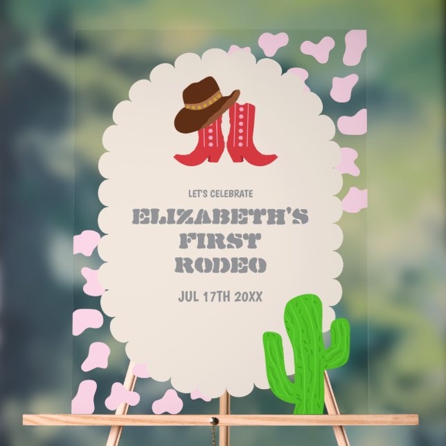 Señal Acrílica Primera chica rodeo cumpleaños 1 (Neutral )