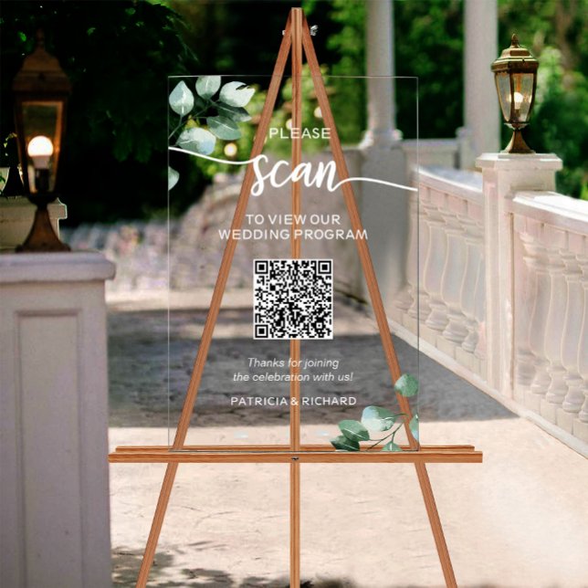 Señal Acrílica Programa de boda con código QR de vegetación (Subido por el creador)