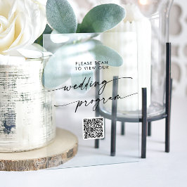 Señal Acrílica Programa de Boho Modern QR Code Clear Acrylic Wedd
