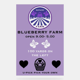 Señal Acrílica Promoción U-Pick Blueberry Farm