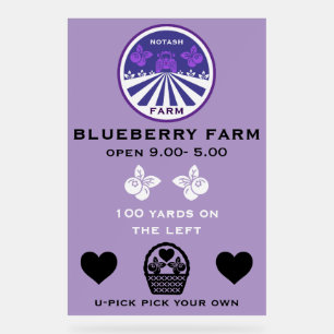 Señal Acrílica Promoción U-Pick Blueberry Farm