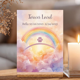 Señal Acrílica Puente Arcoíris Acuarela Memorial para Mascotas