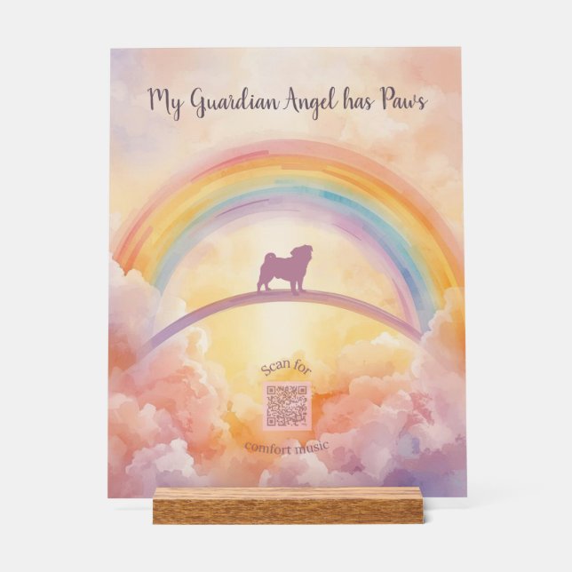Señal Acrílica Pug Rainbow Bridge Acrylic Memorial Sign – Music (Anverso)