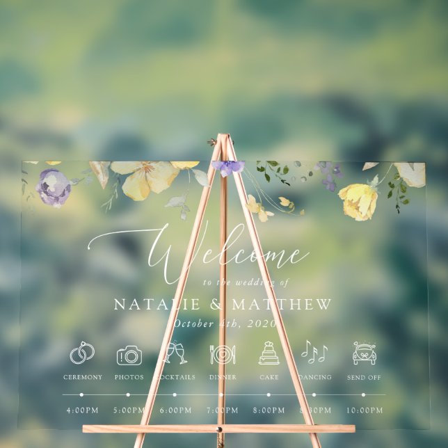 Señal Acrílica Purple Flowers, Yellow Flowers, Wedding Timeline (Neutral )