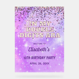 Señal Acrílica Púrpura moda en mi cumpleaños de dos dígitos