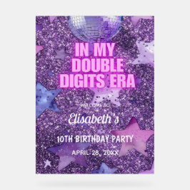 Señal Acrílica Púrpura moda en mi cumpleaños de dos dígitos