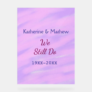 Señal Acrílica Púrpura rosa pastel Renovación de votos aniversari