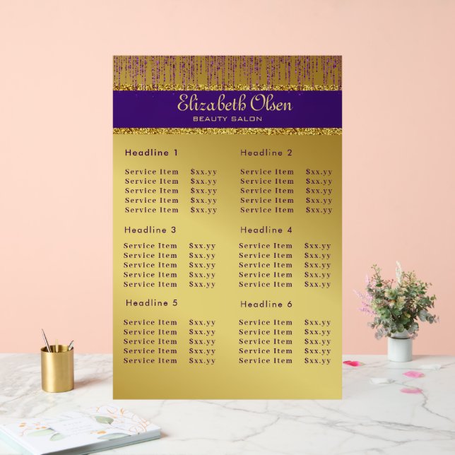 Señal Acrílica Purpurina de oro moderno con escritura de firma ho (Boda)