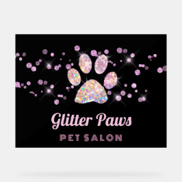 Señal Acrílica purpurina falso mascota salon