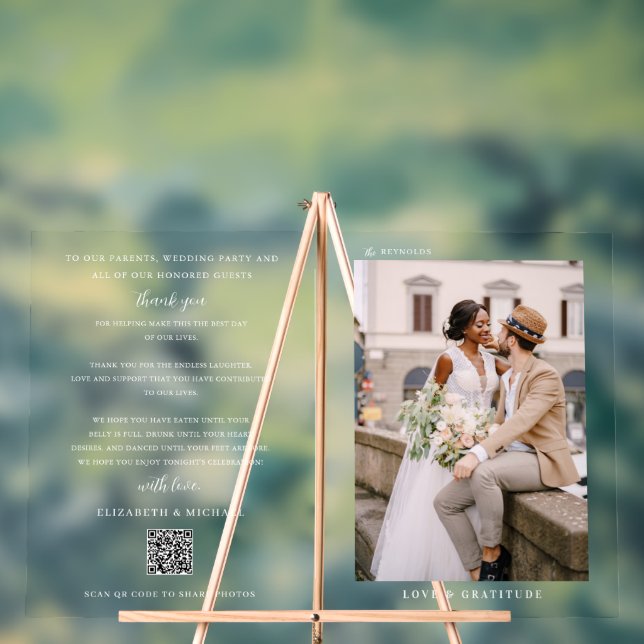 Señal Acrílica QR moderno | Foto Gracias y bienvenida (Neutral )