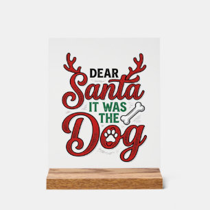 Señal Acrílica Querido Santa Fue El Perro Camiseta De Navidad Dis