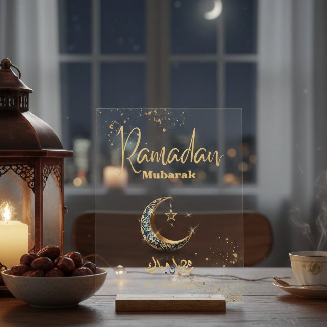 Señal Acrílica Ramadan Mubarak Acrylic Sign with Crescent Moon (Subido por el creador)