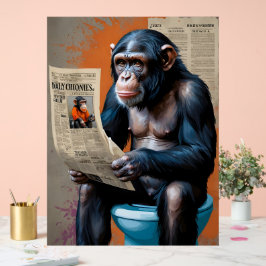 Señal Acrílica Realeza chimpancé sobre el trono" - Arte animal ún