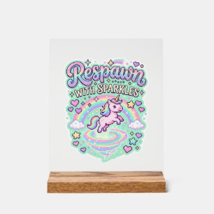 Señal Acrílica Reaparición de Unicornio con Purpurina Vector Prem