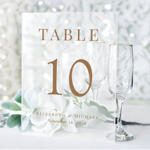 Señal Acrílica Recepción de Boda Chic Número de Mesa Escarchado D