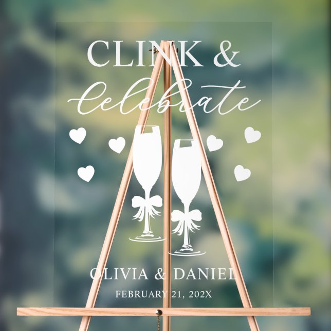 Señal Acrílica Recepción de Boda Clink & Celebrate (Neutral )