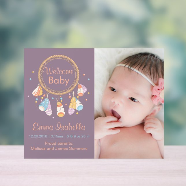 Señal Acrílica Recién nacido Dreamcatcher Anuncio de recién nacid (Neutral )