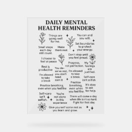 Señal Acrílica Recordatorios diarios de salud mental