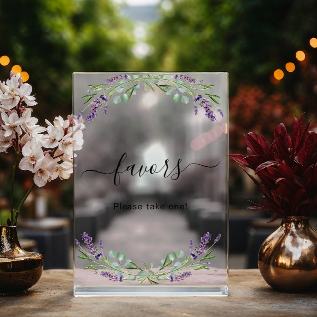 Señal Acrílica Recuerdo de boda de lavanda y eucalipto verde (Subido por el creador)