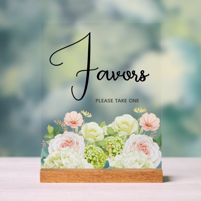 Señal Acrílica Recuerdos de boda con flores de acuarela (Neutral )