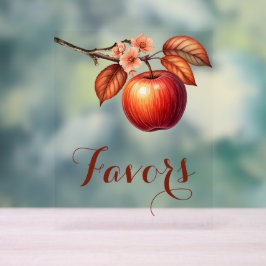 Señal Acrílica Recuerdos de Boda con Tema de Manzana de Otoño