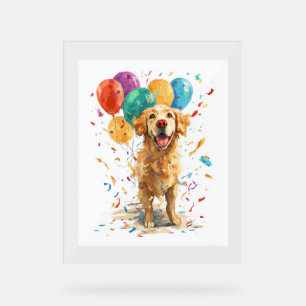 Señal Acrílica Recuperador de payasos - Perro circo con globos