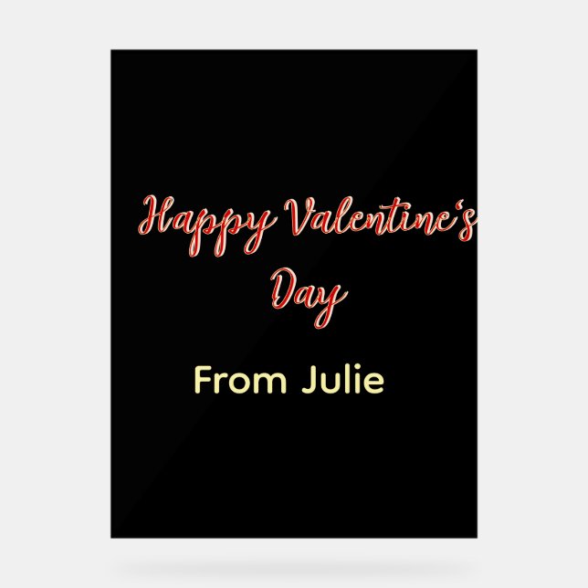 Señal Acrílica Red black happy Valentine's day from name stylish  (Anverso)