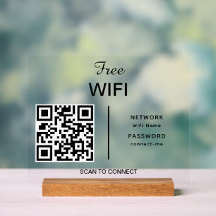 Señal Acrílica Red inalámbrica QR Análisis de código para conecta