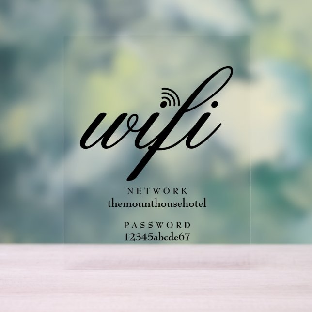 Señal Acrílica Red moderna de Wifi y contraseña firmar (Neutral )