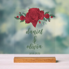 Señal Acrílica Red Roses Boho Boda