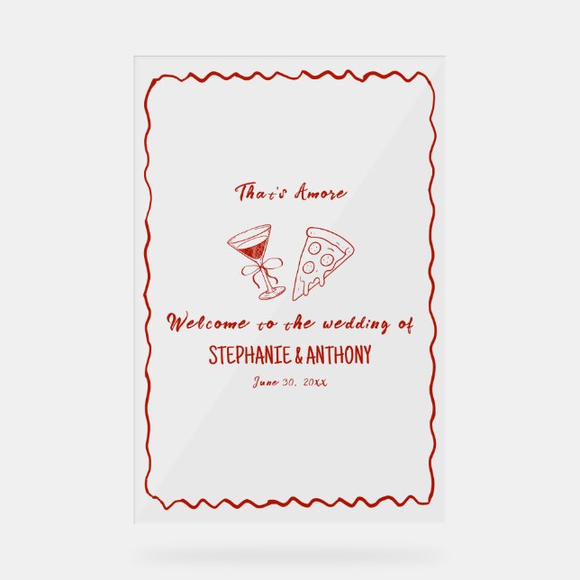 Señal Acrílica Red Whimsical Frame That's Amore Italian Wedding (Anverso)