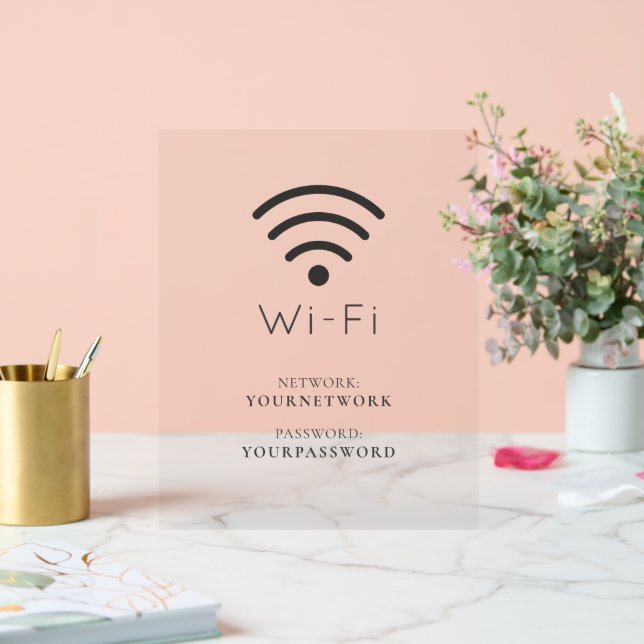 Señal Acrílica Red Wi-Fi minimalista y contraseña (Boda)