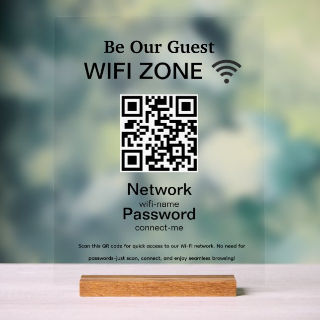 Señal Acrílica Red Wifi | Código QR de Internet para Conectar (Neutral )