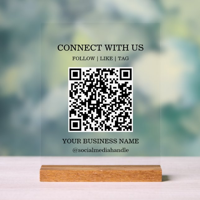 Señal Acrílica Redes Sociales Conéctate Con Nosotros Código QR Ne (Neutral )